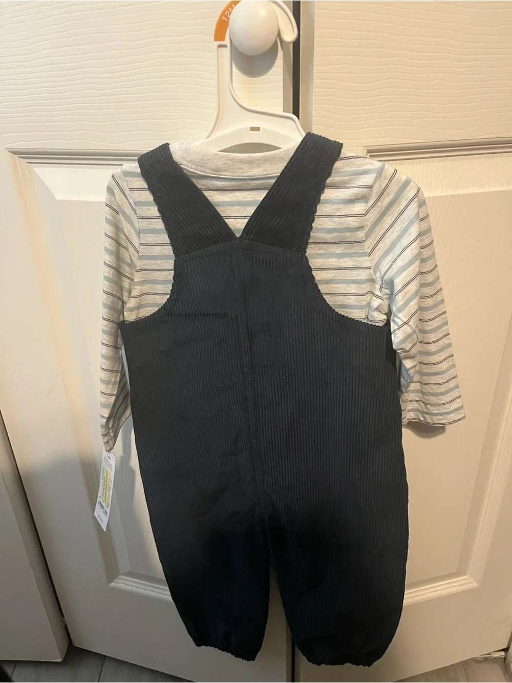 Carter's Navy Corduroy Overalls with Striped Tee